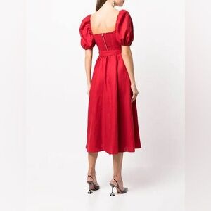 Red reformation linen midi dress